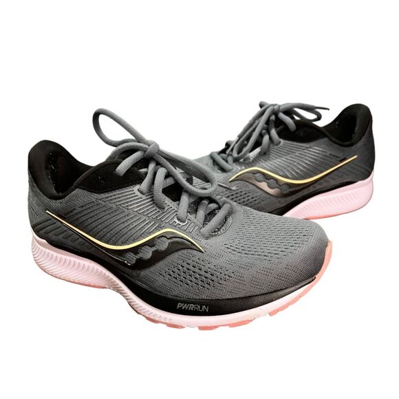 Saucony Sneakers Womens 7.5 W Gray Pink Guide 14 Running PWRRun Athletic Shoes - Picture 1 of 13